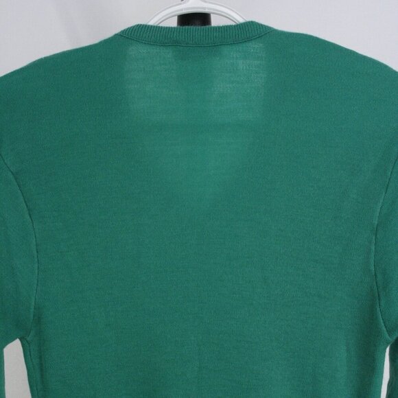 VTG Sz S/M Aristocrat Green V-Neck Tight Knit Pullover Sweater - Picture 7 of 10